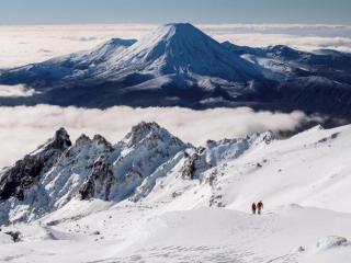 Clouds rolling over the Tongariro mountains